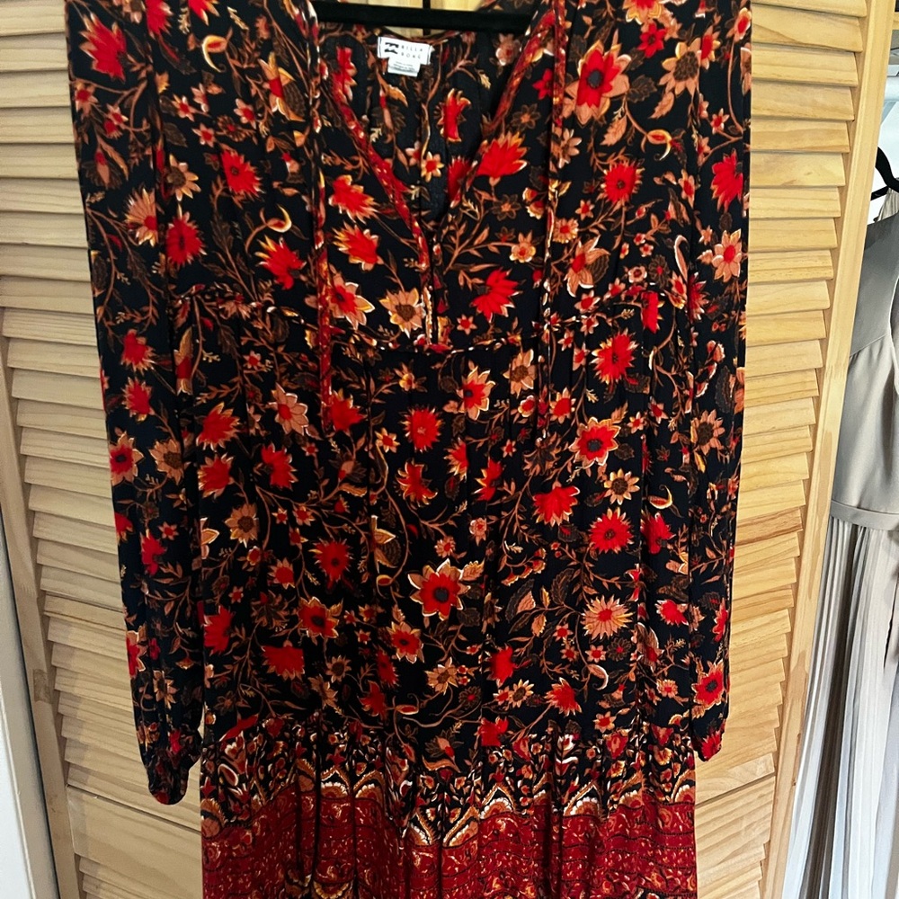 Floral Black and Red Dress